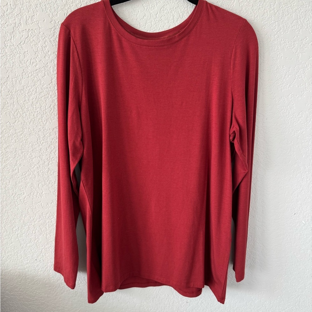 Chico's Red Relaxed Long Sleeve Tee- Size L - Soft and Comfy!